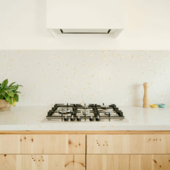 Customised terrazzo kitchen tops and wall-cladding