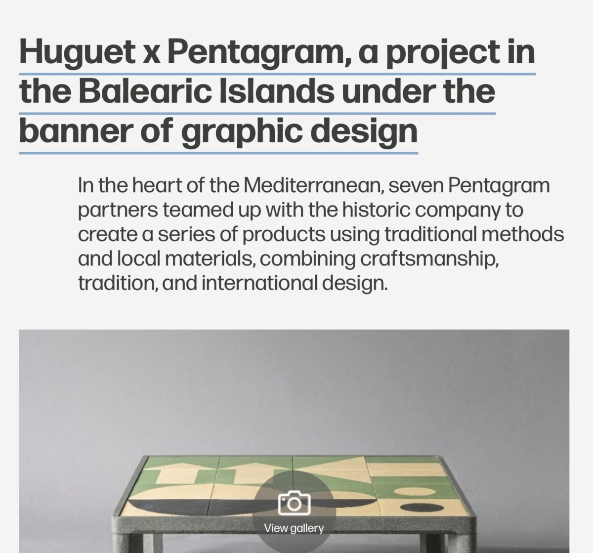 domus | Huguet x Pentagram, a project in the Balearic Islands under the banner of graphic design. 12/2022